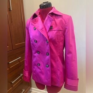 Pristine Banana Republic Fuchsia Double-Breasted Gleaming Pea Coat Sz XS / 2-4